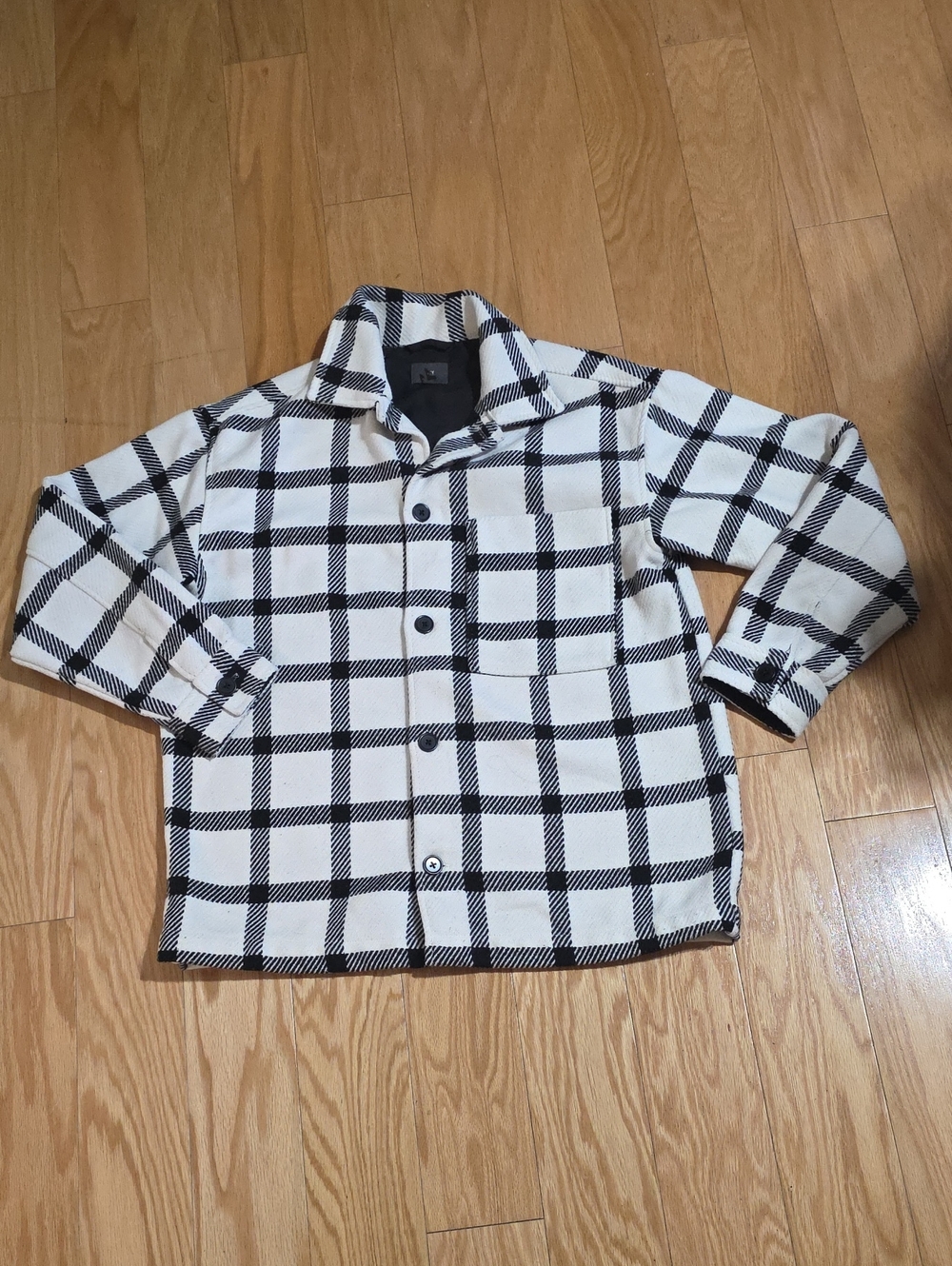 H&M White & Black Plaid Button Jacket Men's Size Medium